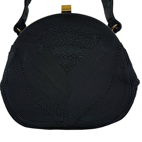 Vintage Textured Rayon 40's-50's Handbag With Gold/Brass Hardware - Picture 1 of 13